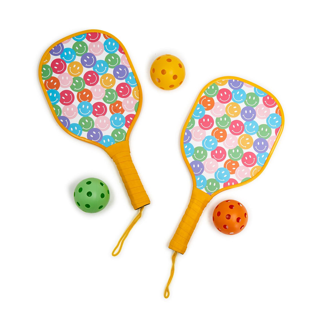 Two's Company Happy Junior Pickleball Set in a Mesh Bag