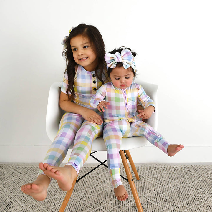 Gigi and Max - Winnie Pastel Plaid Two Piece Girls Easter Lounge Set