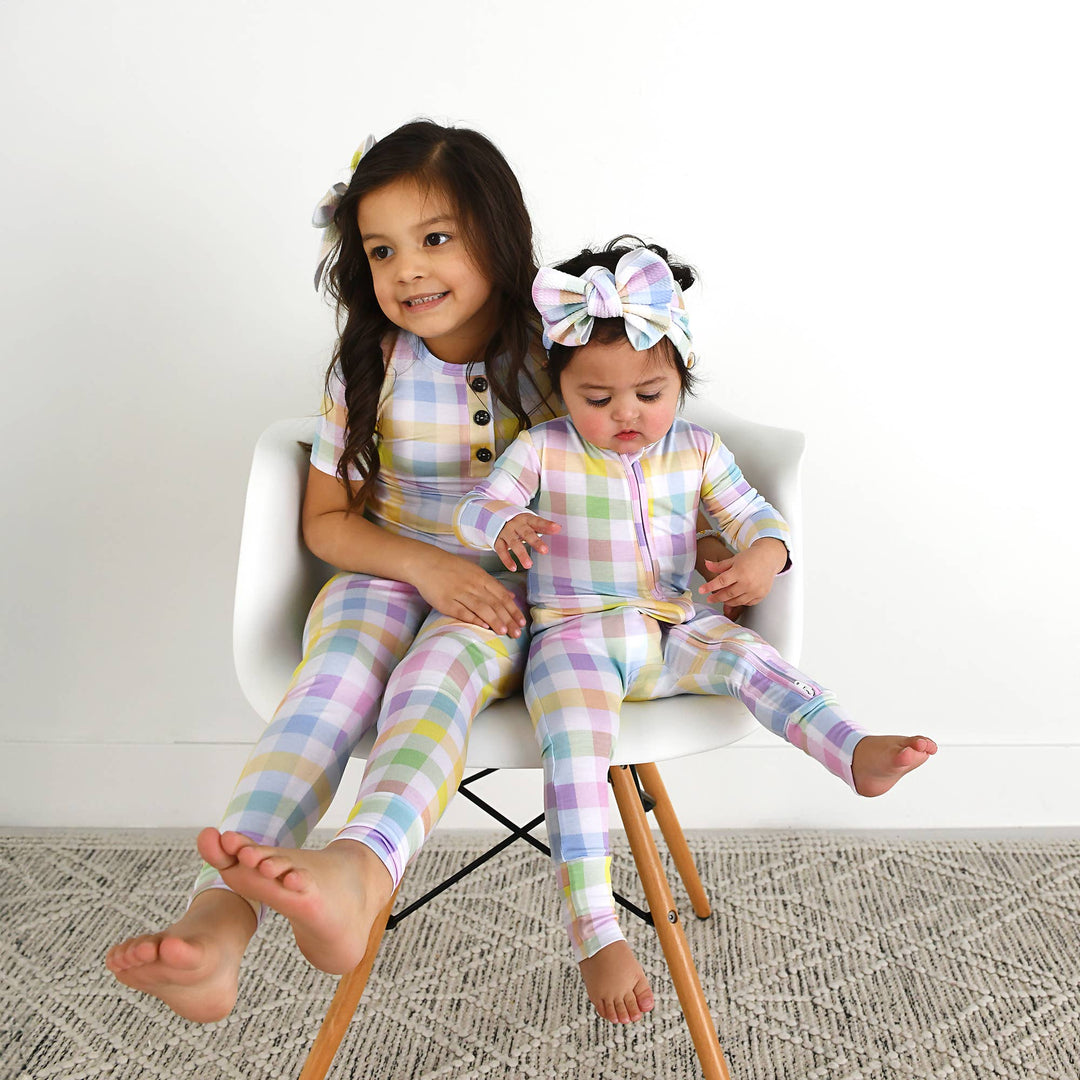 Gigi and Max - Winnie Pastel Plaid Zip Easter Kids Plaid Outfit