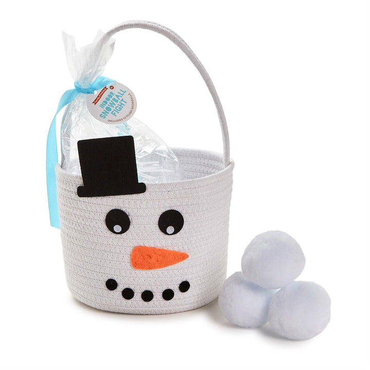 Two's Company Snowman Basket with Snowballs