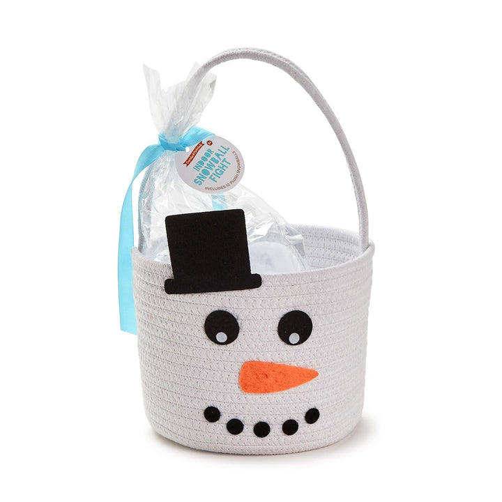 Two's Company Snowman Basket with Snowballs