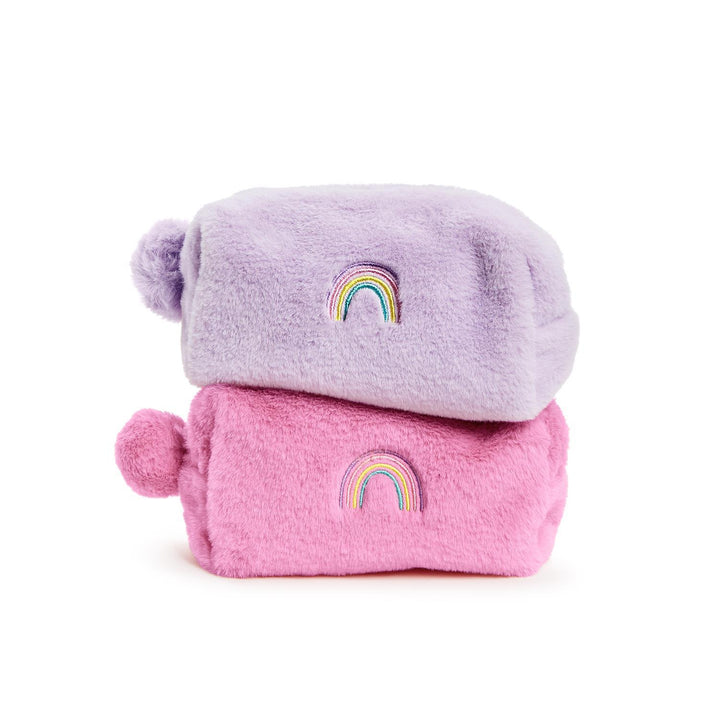 Two's Company Rainbow Faux Fur Pouch