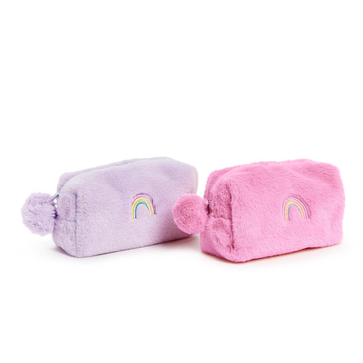 Two's Company Rainbow Faux Fur Pouch