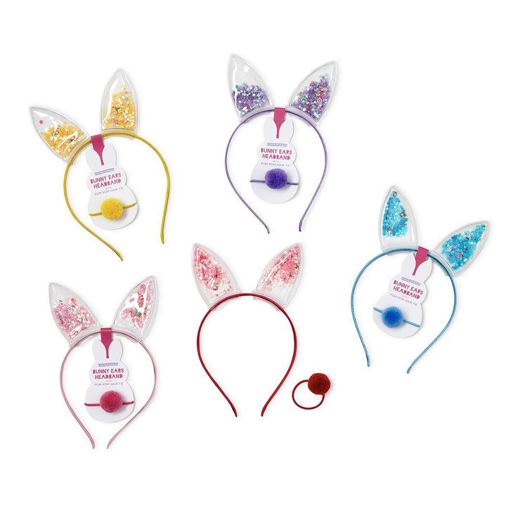 Two's Company Bunny Ears Headband and Hair Tie Set