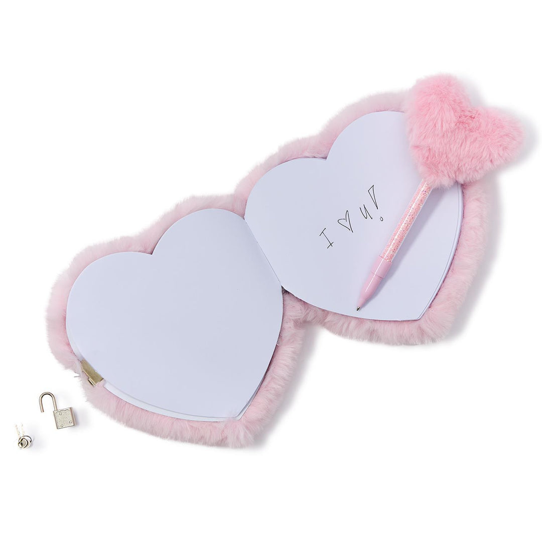 Two's Company Plush Faux Fur Heart Journal