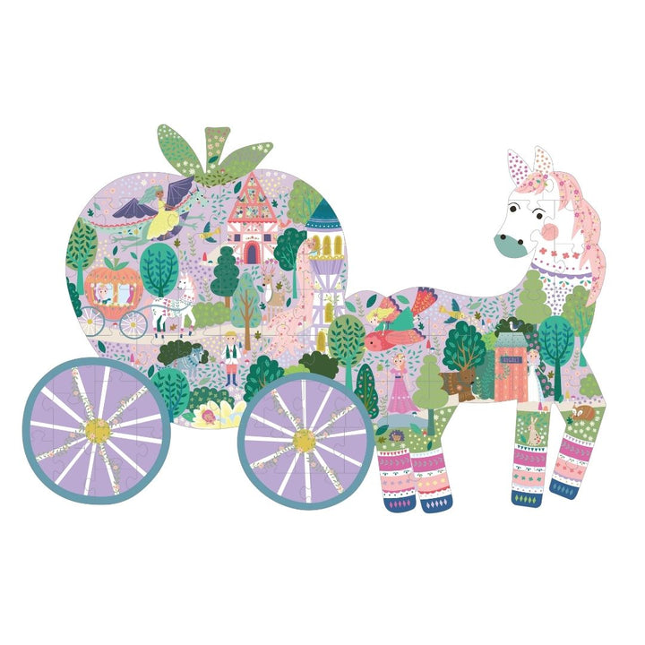 Floss & Rock Fairy Tale 80pc Horse & Carriage Shaped Jigsaw Puzzle