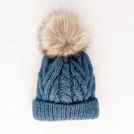 Huggalugs Slate Blue Pop Pom Pom Beanie Hat