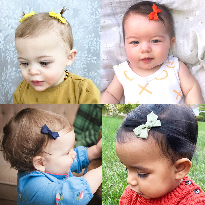 Baby Wisp - 5 Chelsea Boutique Grosgrain Bows on Snap Clips - Juniper