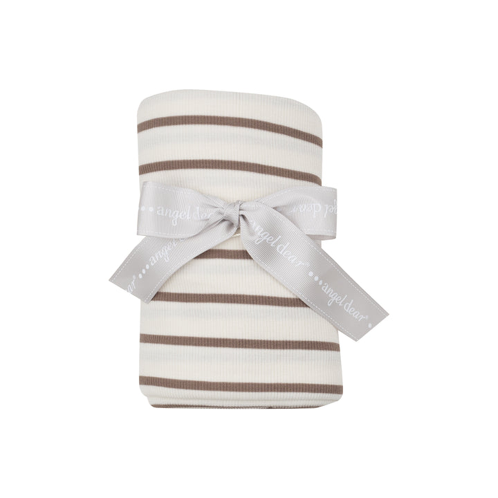 Angel Dear Ribbed Brown Stripe Swaddle Blanket