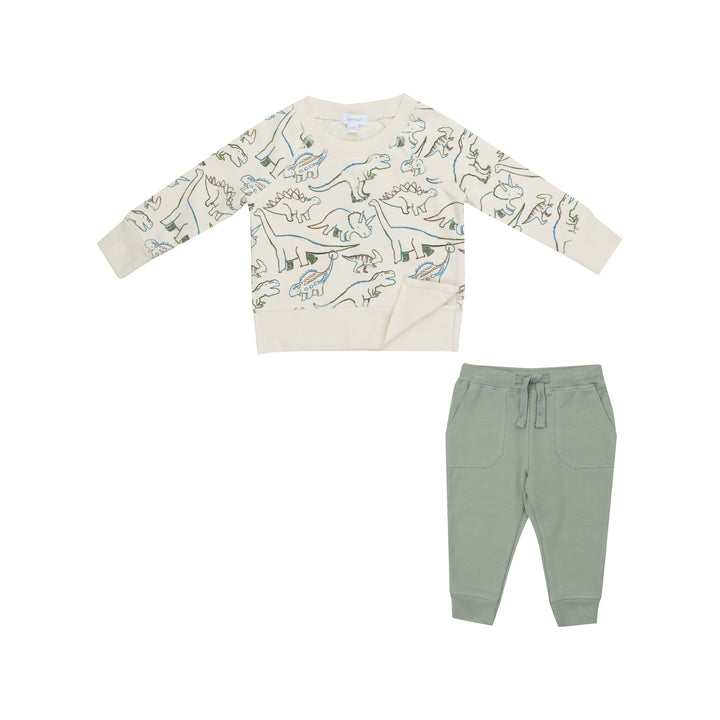 Angel Dear French Terry Artsy Dinos Raglan Sweatshirt and Jogger Set