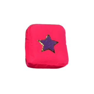 Mavi Bandz - Varsity Collection Nylon Cosmetic Bag Pink Star Chenille