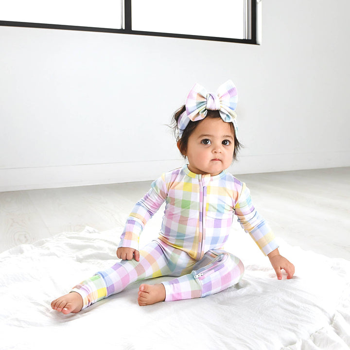 Gigi and Max - Winnie Pastel Plaid Zip Easter Kids Plaid Outfit