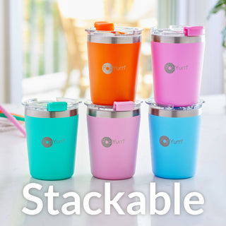 PopYum - PopYum 9oz Insulated Kids’ Cups, 2-Pack, Orange, Blue