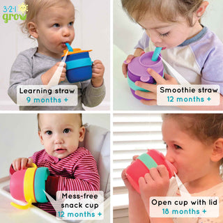 321 Grow - 321 Grow Easy Learn Silicone Drink & Snack Set - Grape