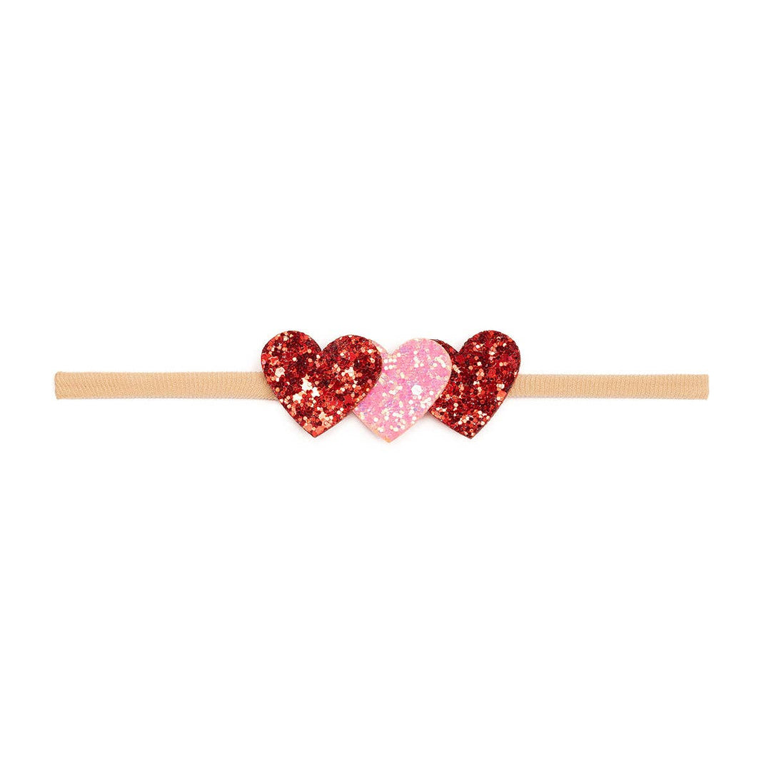 Sweet Wink - Pink and Red Glitter Hearts Valentine's Day Baby Headband