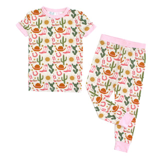 Emerson and Friends - Hey Y'all Western Bamboo Short Sleeve Kids Pajama Pants Set