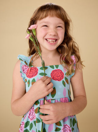 Tea Ruffle Strap Dress Spinning Carnations