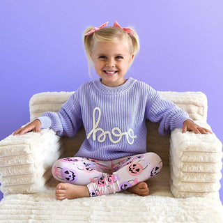 Gigi and Max - Boo Purple SWEATER Solid Knit Halloween Toddler Kids Top