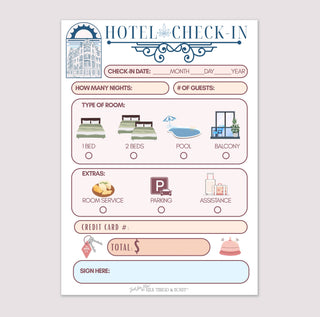 Milk Thread and Honey - Pretend Play Hotel Check-In Notepad