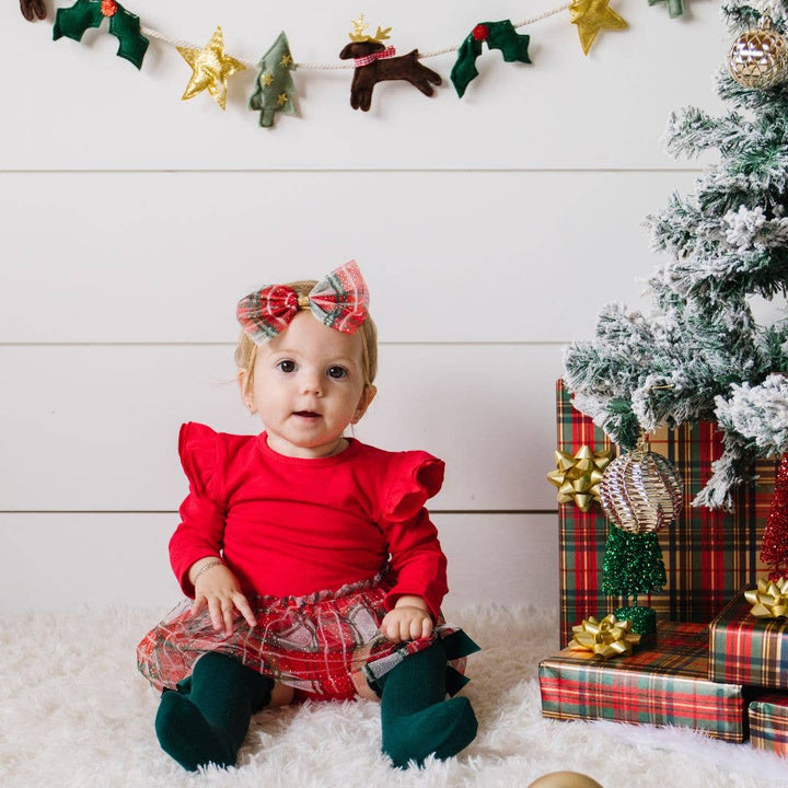 Sweet Wink - Christmas Plaid Tulle Bow Baby Headband - Holiday Headband