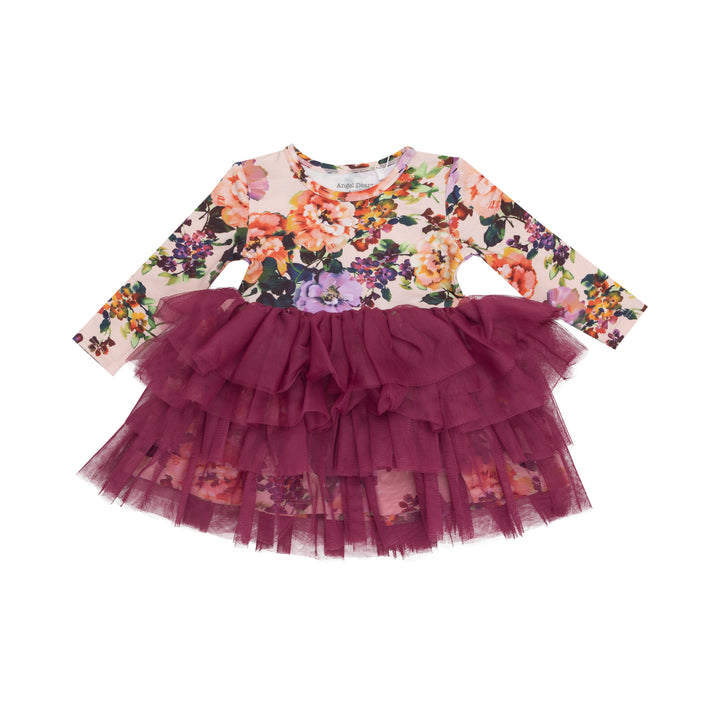 Angel Dear L/S Layered Tulle Dress Autumn Rose