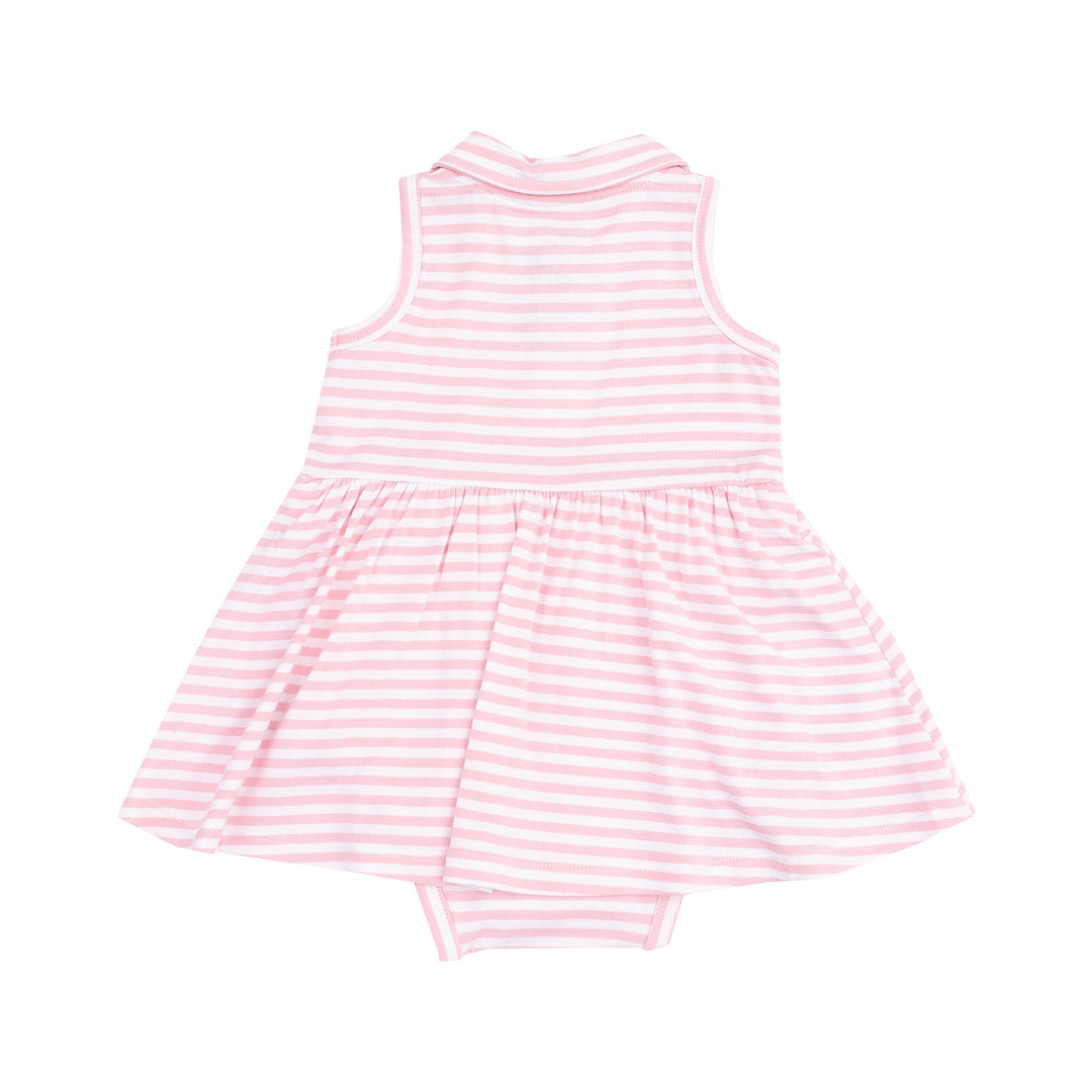 Angel Dear Golf Pink Mini Applique Polo Collar Bodysuit Dress