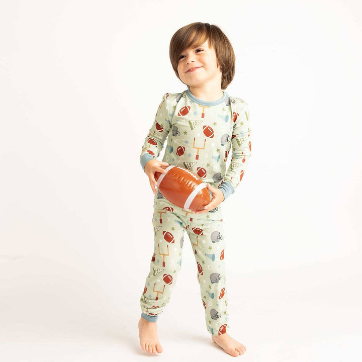 Emerson and Friends - Football Game Day Boys Two-Piece Bamboo Long Sleeve Kids Pajama Pants Set