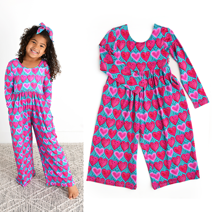 Gigi and Max - Alaina Hearts Romper Bamboo Kids Valentines Day Outfit