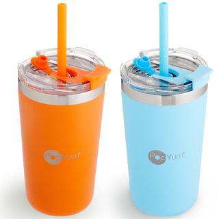 PopYum - PopYum 13oz Insulated Kids’ Cups, 2-Pack, Orange, Blue