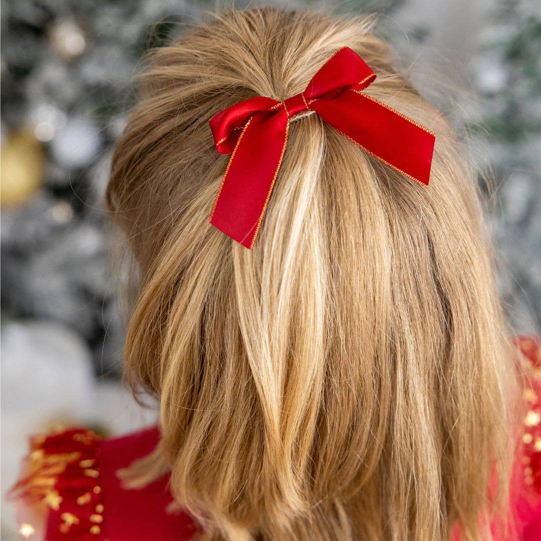 Sweet Wink - Scarlett Coquette Christmas Bow Clip - Kids Holiday Hair Bow