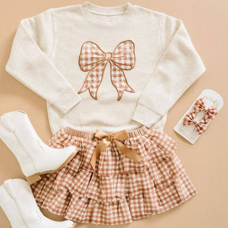 Sweet Wink - Gingham Bow Patch Sweatshirt