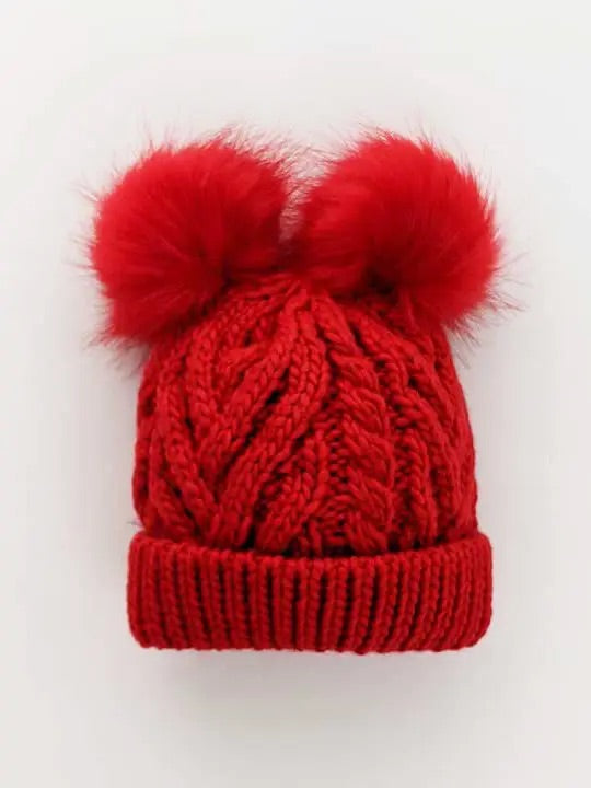 Huggalugs Red Fluffer Beanie Hat