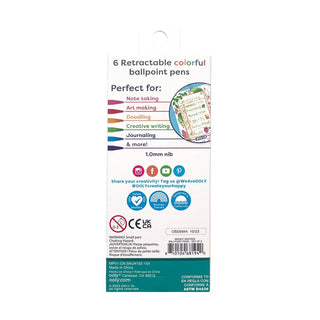 OOLY - Bright Writers Colored Ballpoint Pens - Set of 6