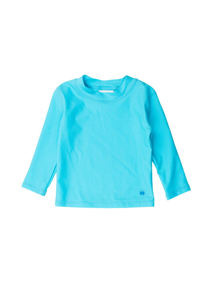 RuffleButts + RuggedButts - Boys Bright Aqua Long Sleeve Rash Guard