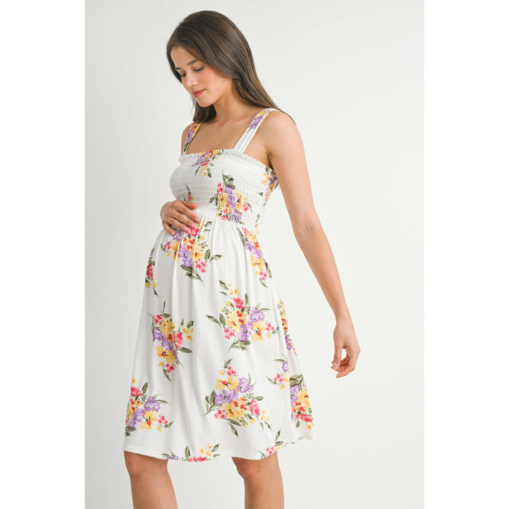 Hello Miz - White Floral Sleeveless Maternity Dress