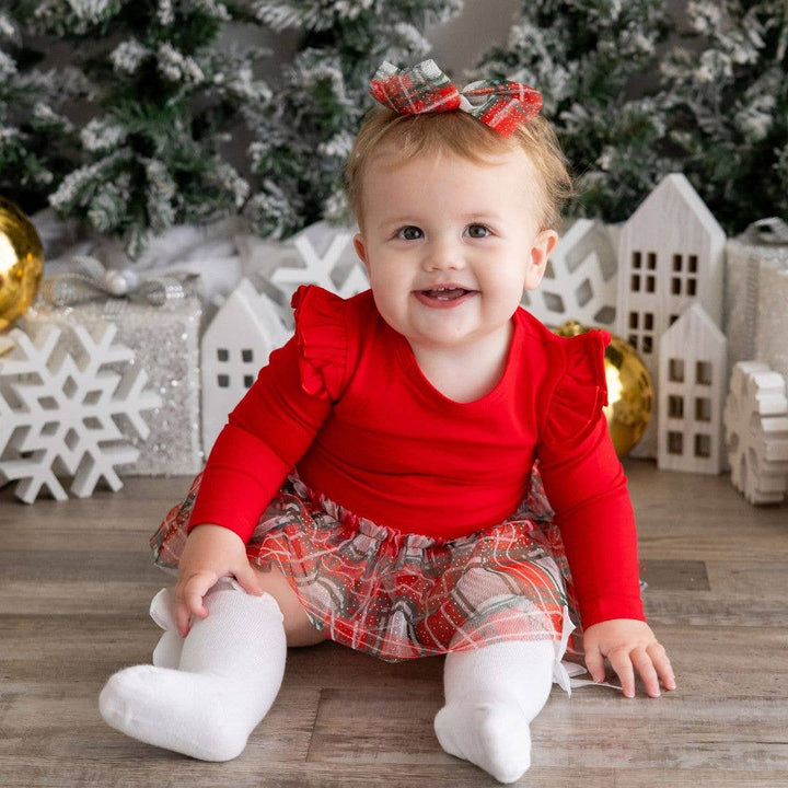 Sweet Wink - Christmas Plaid Tulle Bow Baby Headband - Holiday Headband