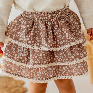 Sweet Wink - Mocha Floral Skort - Kids Boutique Clothing - Fall