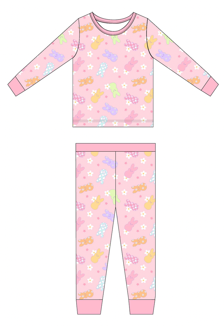 Kiki + Lulu - Girl Peeps Toddler/Big Kid Pajamas- Ribbed