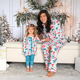 Gigi and Max - Belle Bows WOMENS TWO PIECE Christmas Adult Pajamas Bamboo