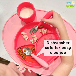 321 Grow - 321 Grow Eat with Me Silicone Spoon and Fork Set - Midnight