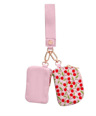 Mavi Bandz - Karma Pink Cherry Cherries Dual Wallet Keychain Wristlet