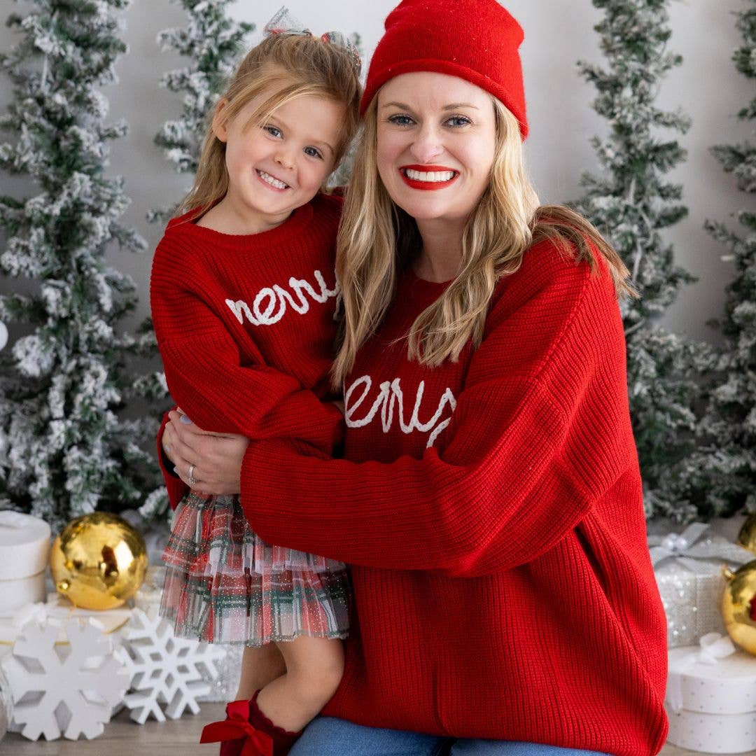 Sweet Wink - Merry Christmas Yarn Knit Sweater - Kids Holiday Sweater