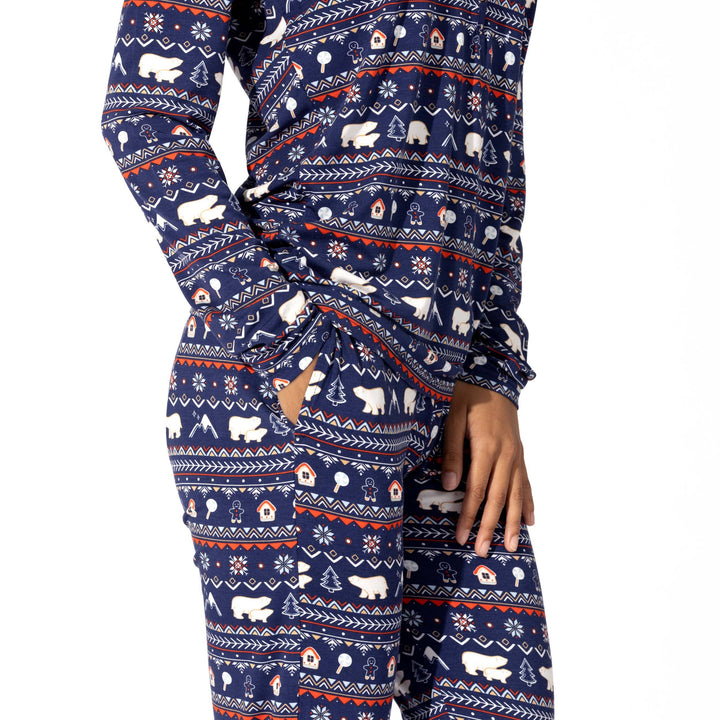 Bellabu Bear Polar Isle Blue Bamboo Women's Pajama Set