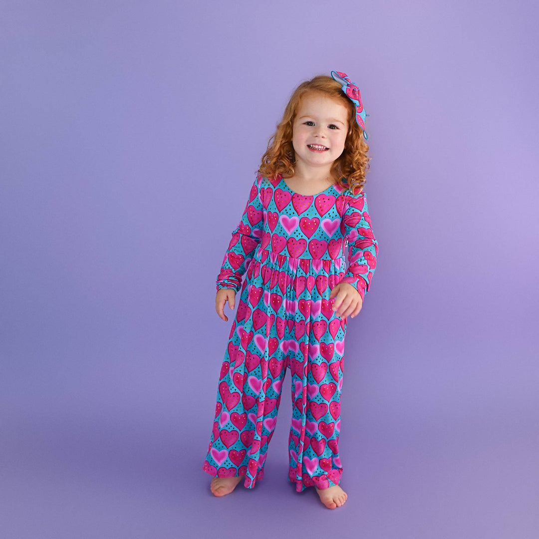 Gigi and Max - Alaina Hearts Romper Bamboo Kids Valentines Day Outfit