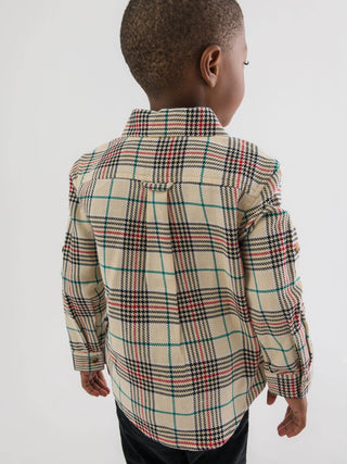 RuffleButts + RuggedButts - Boys Tannen Plaid Long Sleeve Button Down Shirt