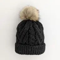 Huggalugs Black Pom Pom Beanie Hat