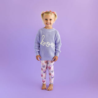 Gigi and Max - Boo Purple SWEATER Solid Knit Halloween Toddler Kids Top