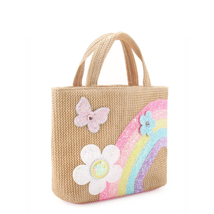 OMG Accessories - Daisy & Rainbow Straw Mini Tote Bag