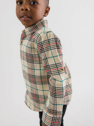 RuffleButts + RuggedButts - Boys Tannen Plaid Long Sleeve Button Down Shirt