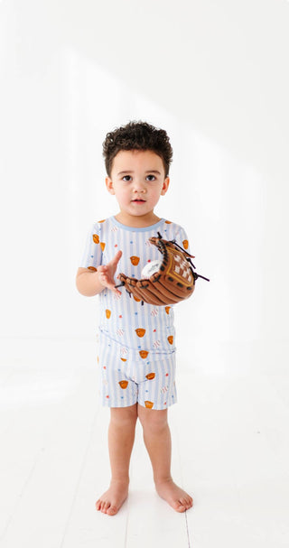 Kiki + Lulu - Stripe Baseball Toddler/Big Kid Pajamas- Short Sleeve and Shorts